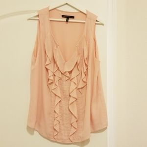 WHBM Peach Blouse with ruffles on the